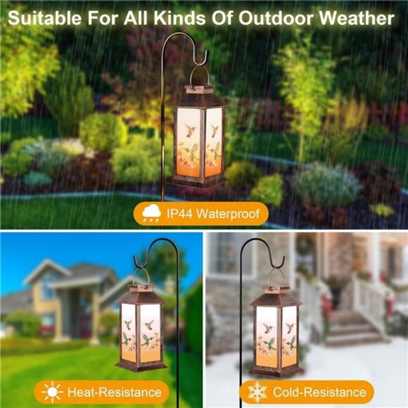 Solar Lantern Outdoor Waterproof Hummingbird Garden Decor Birthday Gifts - Picture 5 of 8